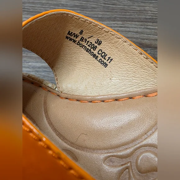 Born Orange Patent Leather Wedge Sandals  Size 8 - Picture 5 of 10